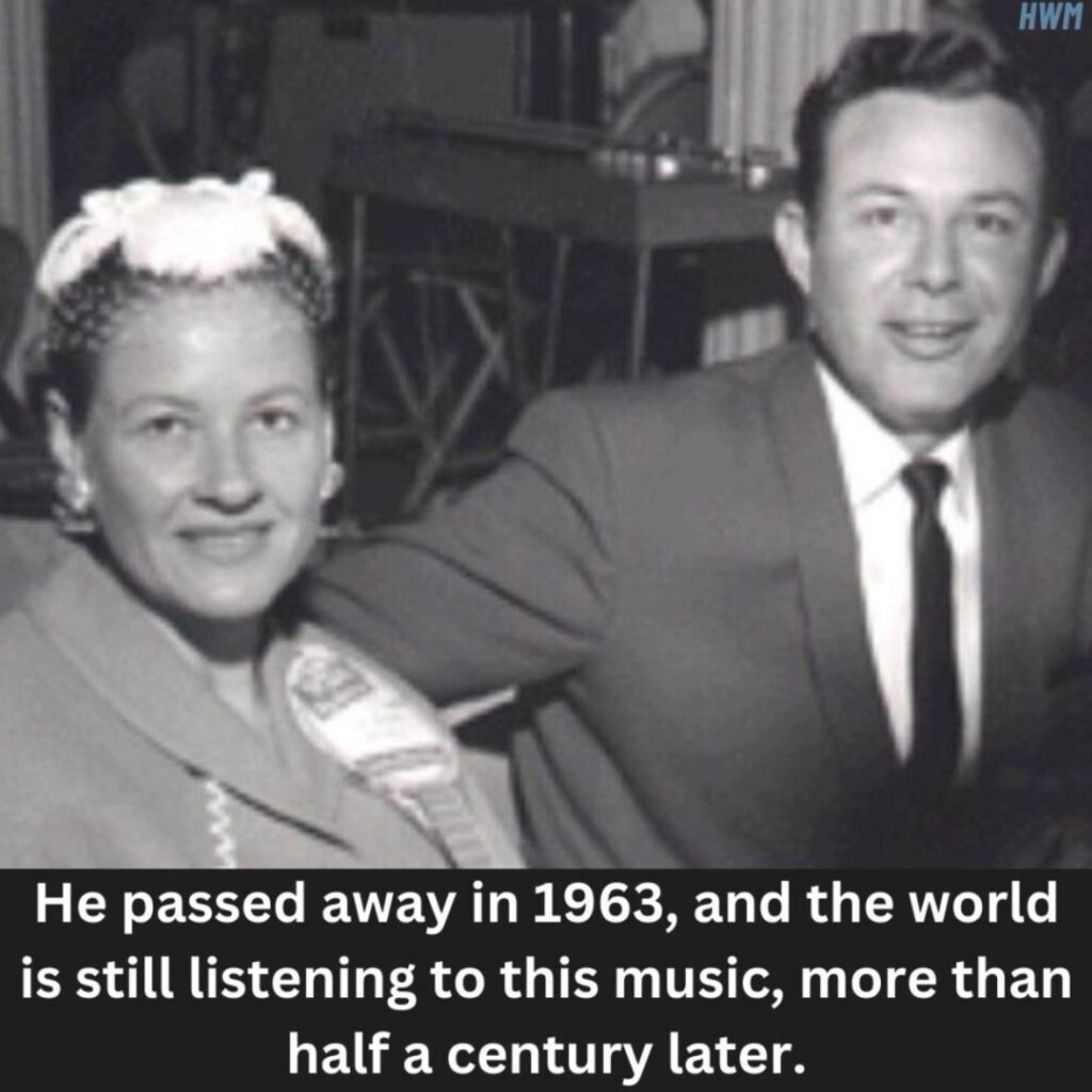 May be an image of 2 people and text that says 'HWM He passed away in 1963, and the world is still listening to to this music, more than half a century later.'