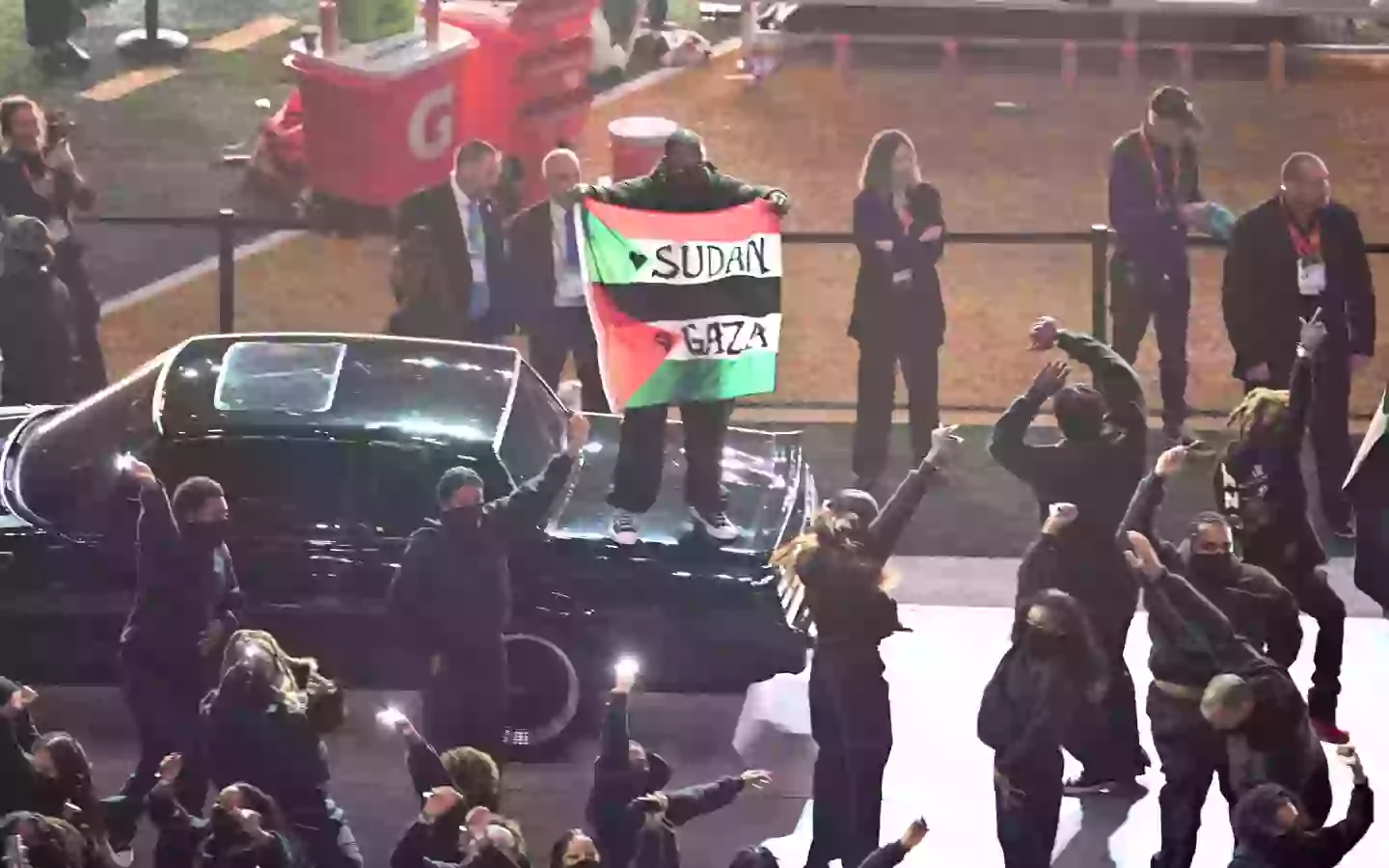 A dancer was arrested for unfurling the pro-Palestine flag. Image: Getty